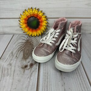 Vans Sk8-Hi Zip Pink Glitter High Top Sneakers Kids 2.5Y